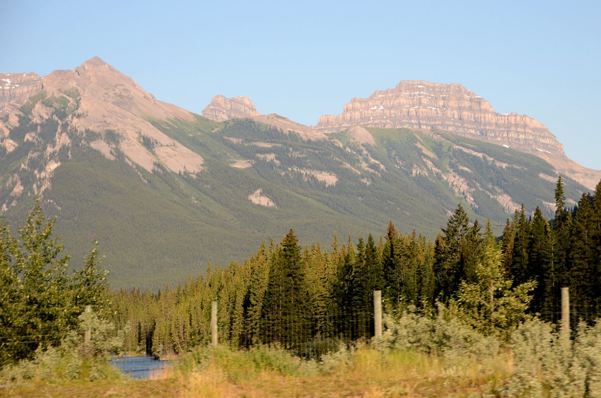 09 Massive Mountain And Pilot Mountain From Trans Canada Highway Just After Leaving Banff Towards Lake Louise In Summer